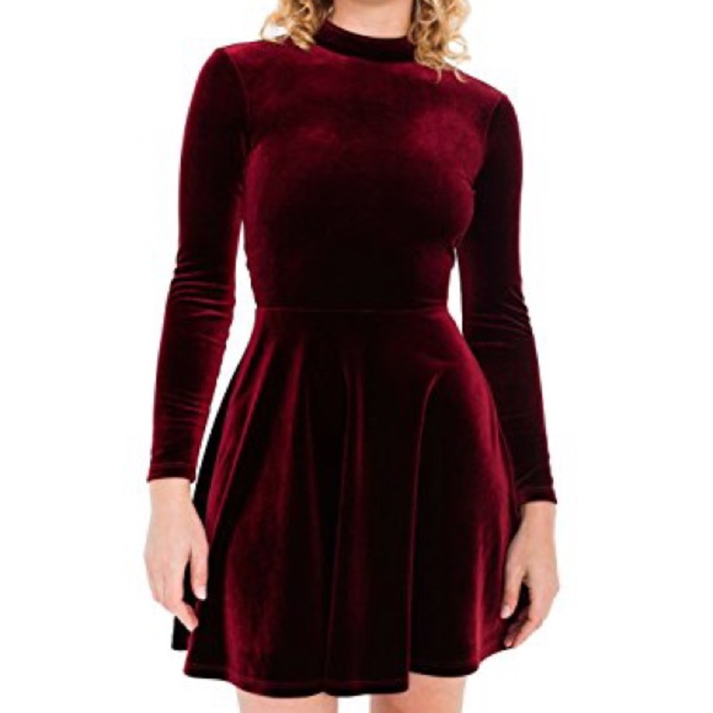 American Apparel Maroon Velvet Dress